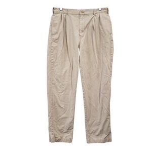 Lands End Mens Pleated‎ Casual Khaki Chino Pants Size 34 Business Casual Preppy